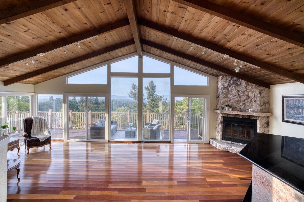 Empty room, Fireplace, Interior, Wooden Beams, Wooden Ceilings, Wood Texture Flooring