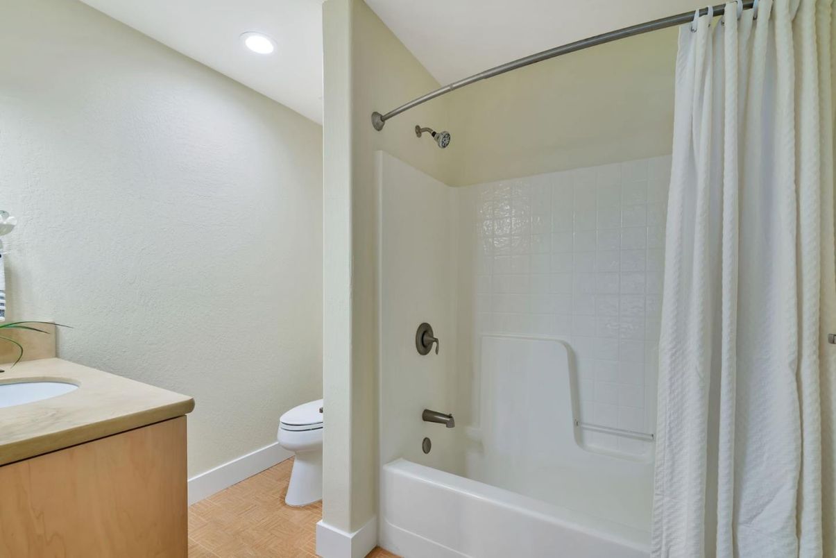 Bathroom, Interior, Recessed Lighting, Wood Texture Flooring