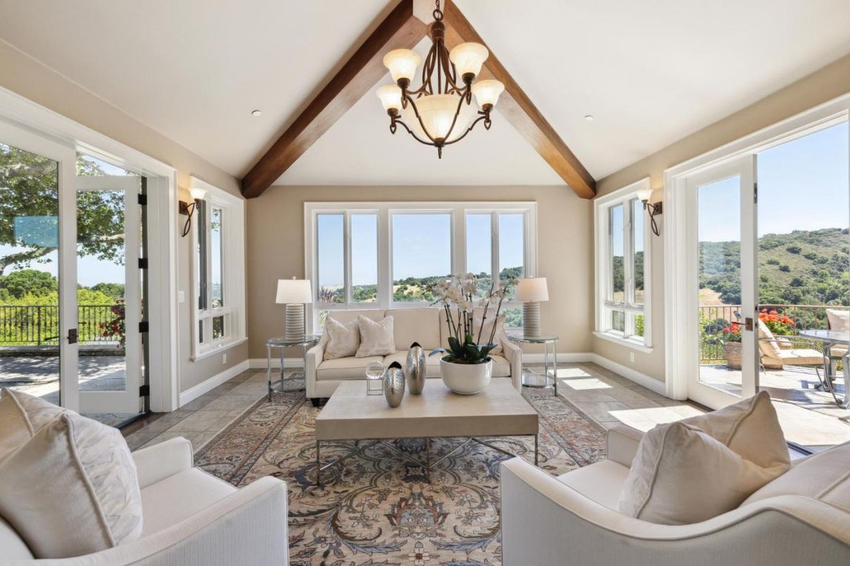 Chandelier, Interior, Living room, Recessed Lighting, Wooden Beams