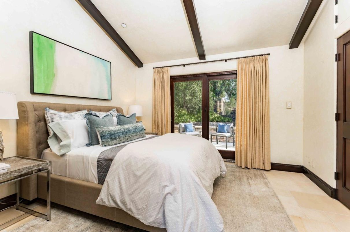 Bedroom, Interior, Recessed Lighting, Wooden Beams