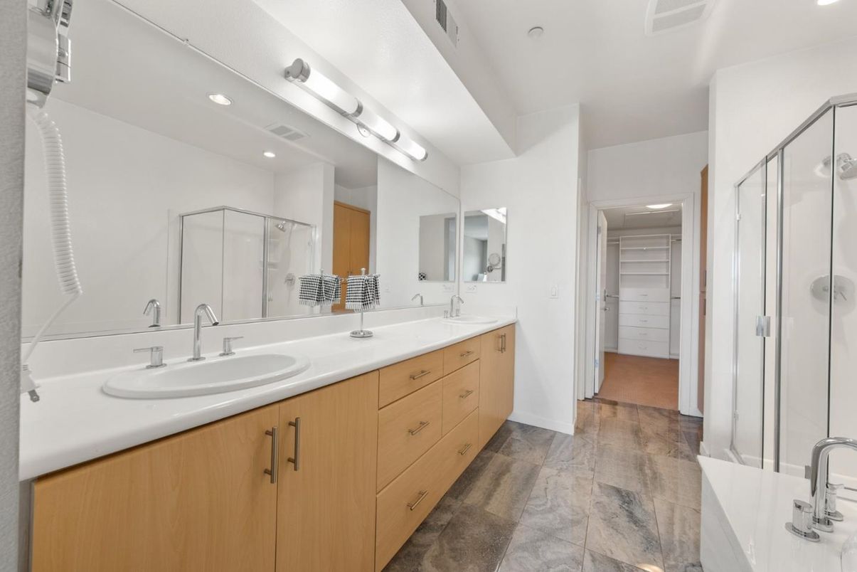 Bathroom, Dual Sink Vanities, Glass Shower, Interior, Recessed Lighting
