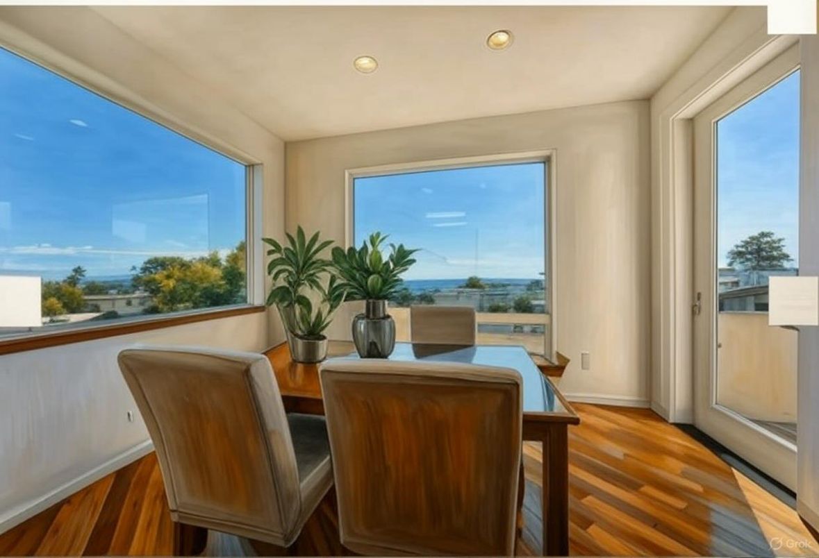 Dining room, Interior, Recessed Lighting, Water, Wood Texture Flooring