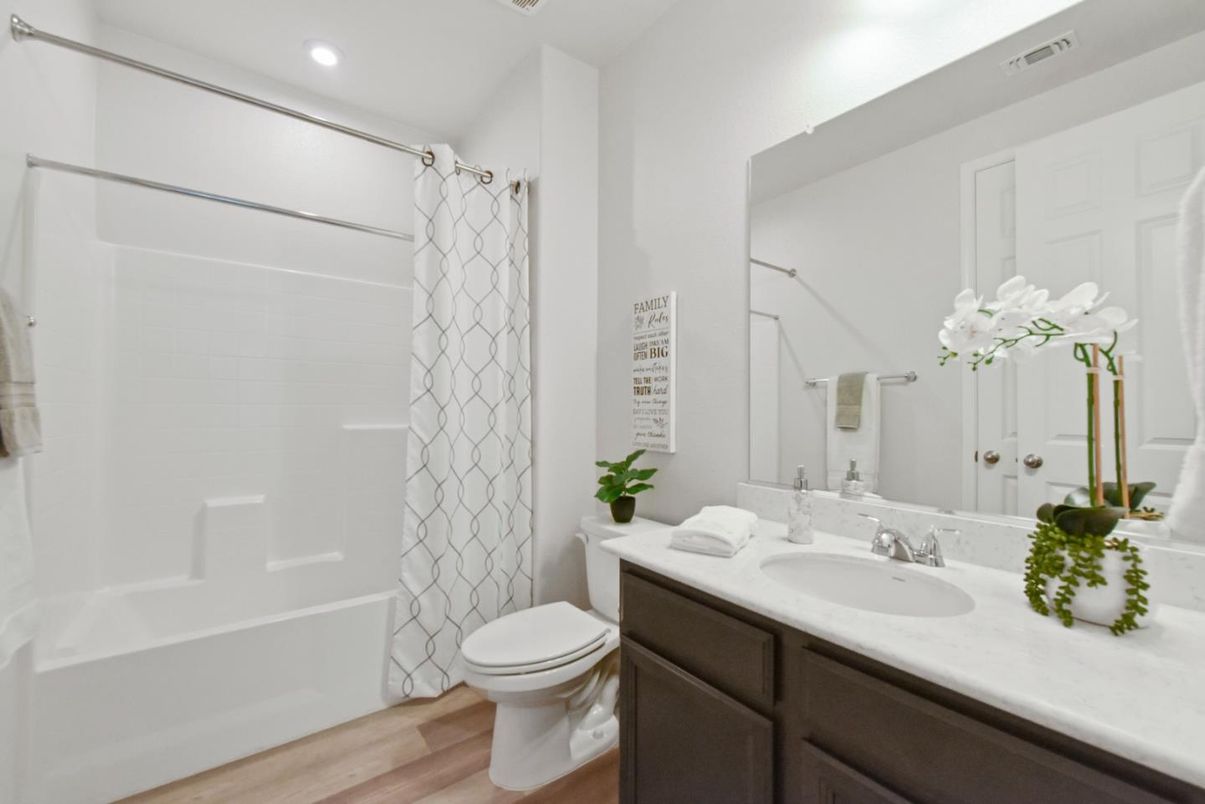 Bathroom, Interior, Recessed Lighting, Wood Texture Flooring
