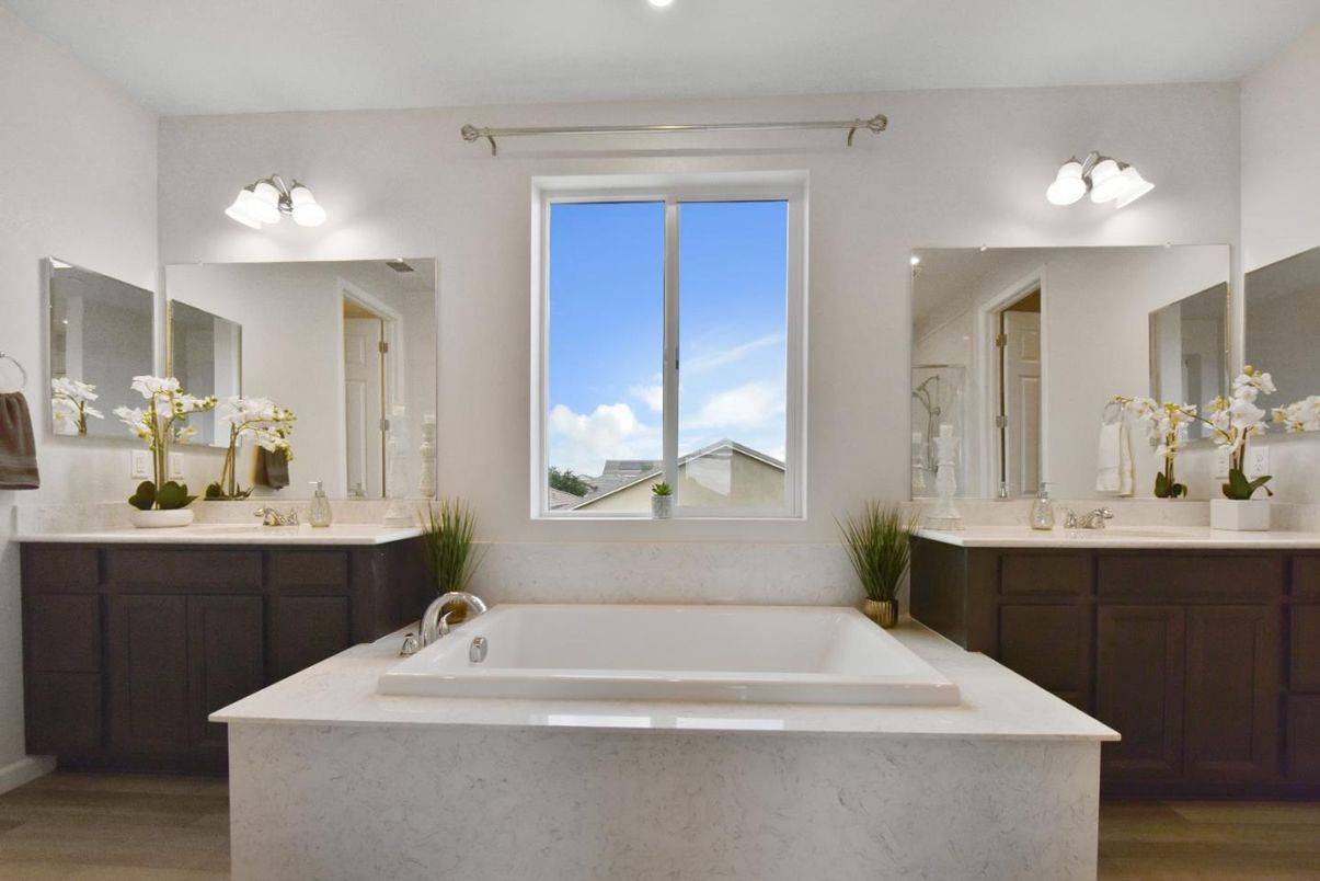 Bathroom, Dual Sink Vanities, Interior, Wood Texture Flooring