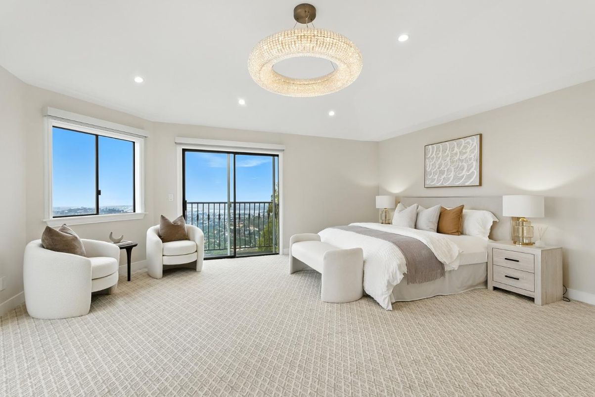 Bedroom, Chandelier, Interior, Recessed Lighting