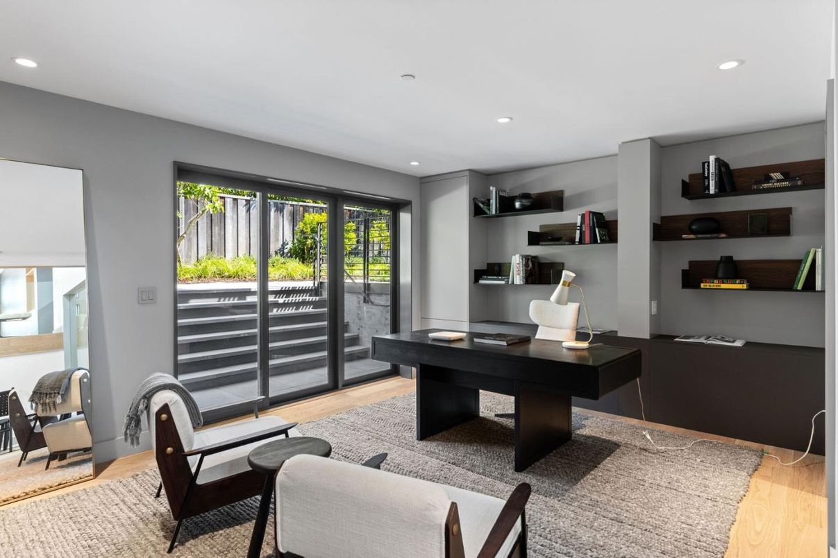 Home Office, Interior, Recessed Lighting, Wood Texture Flooring