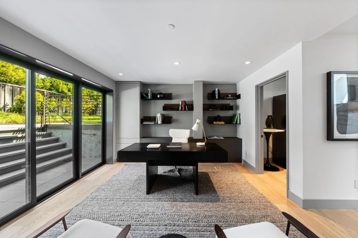 Home Office, Interior, Recessed Lighting, Wood Texture Flooring