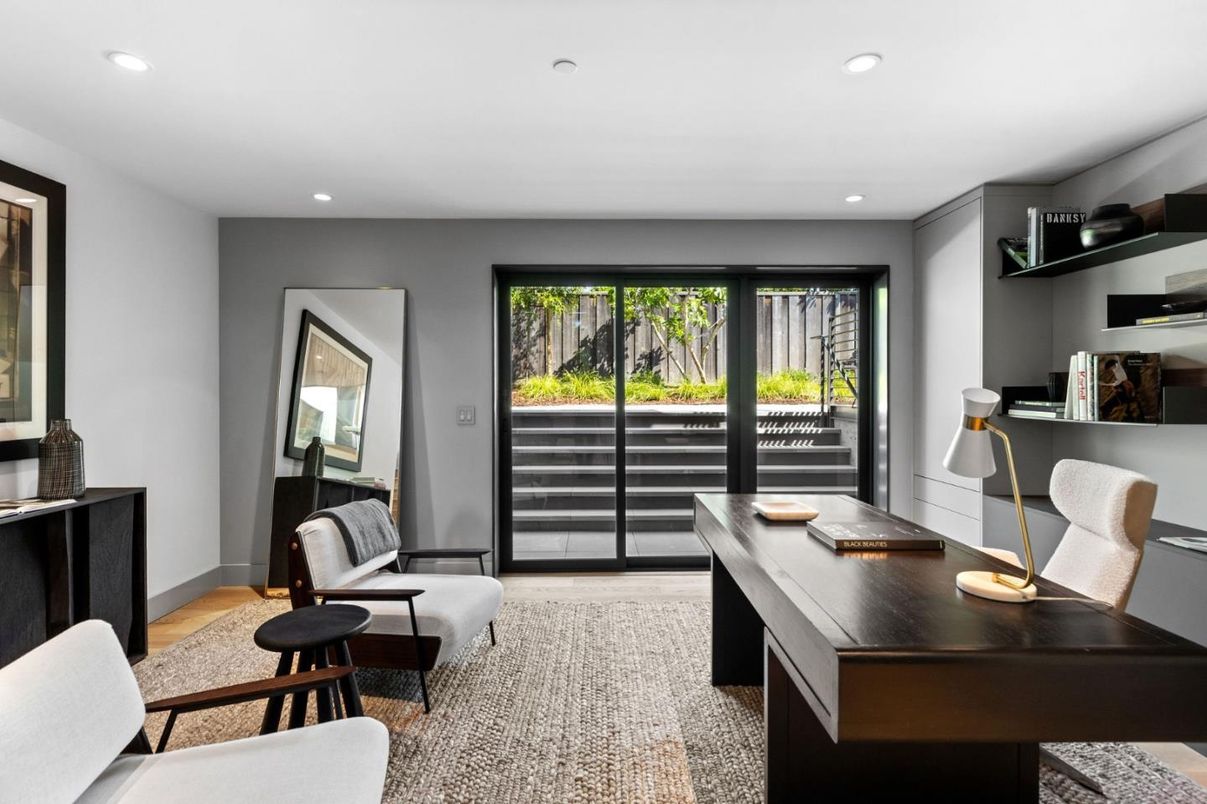 Home Office, Interior, Recessed Lighting, Wood Texture Flooring