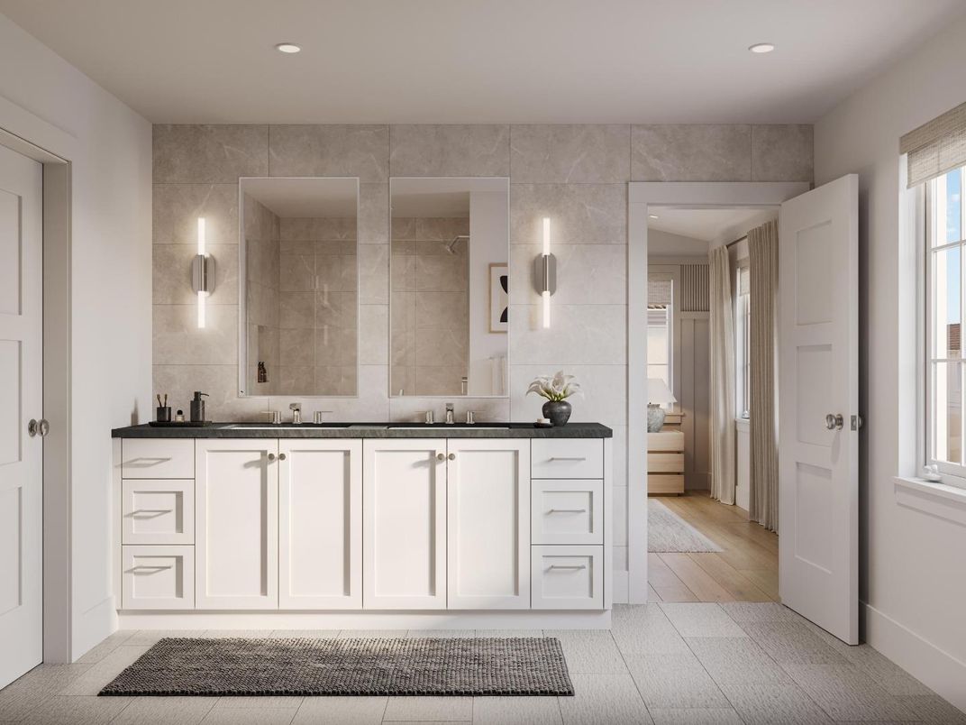 Bathroom, Dual Sink Vanities, Interior, Recessed Lighting