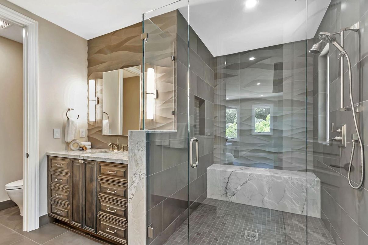 Bathroom, Glass Shower, Interior, Recessed Lighting