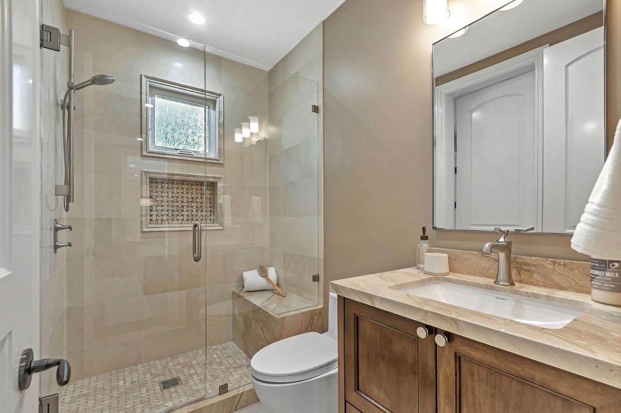 Bathroom, Glass Shower, Interior, Recessed Lighting