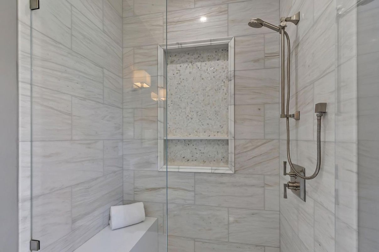 Bathroom, Glass Shower, Interior, Marble Walls