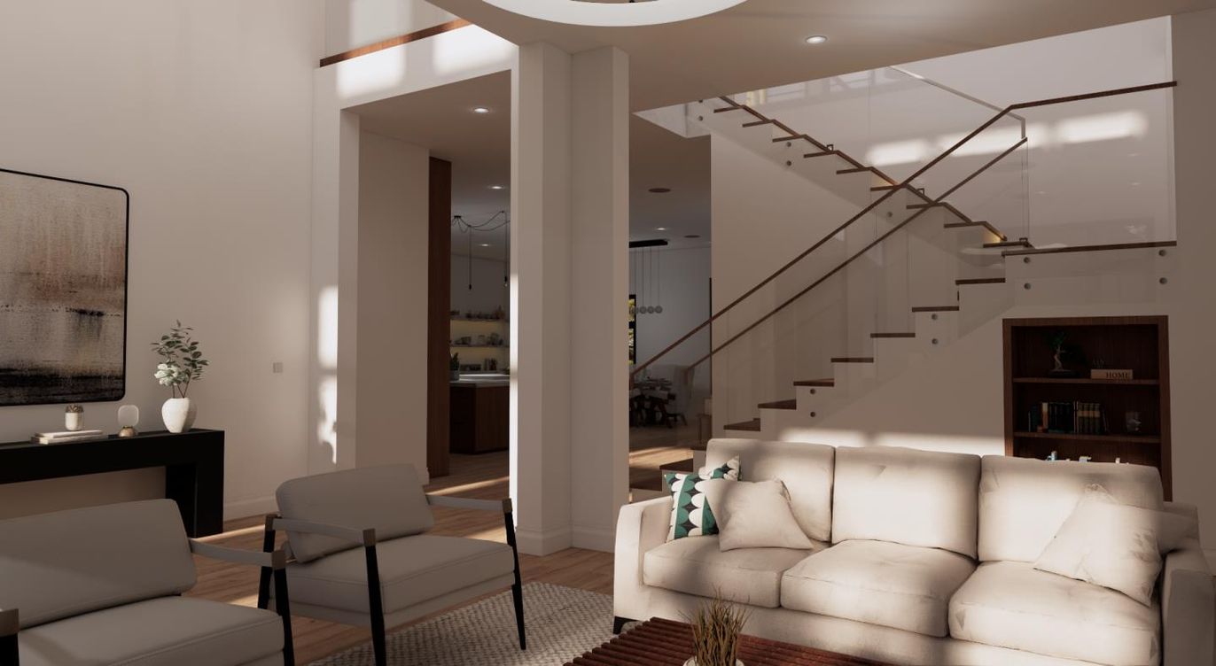 Interior, Living room, Recessed Lighting, Wood Texture Flooring