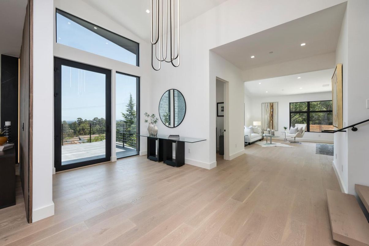 Interior, Living room, Pendant Lights, Recessed Lighting, Wood Texture Flooring