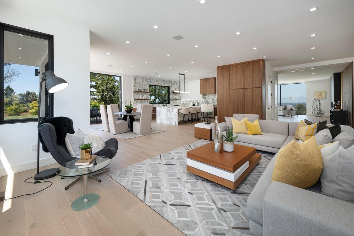 Dining room, Interior, Kitchen, Living room, Pendant Lights, Recessed Lighting, Wood Texture Flooring