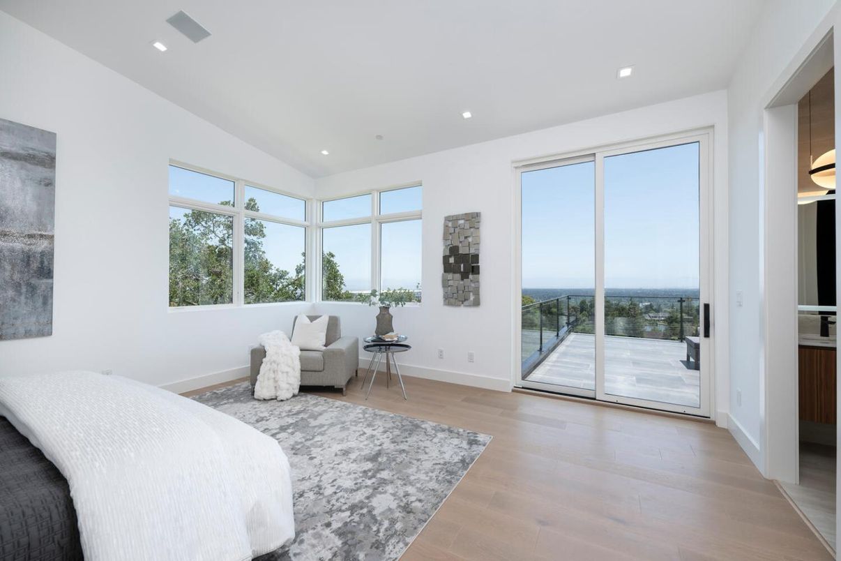 Bedroom, Interior, Recessed Lighting, Water, Wood Texture Flooring