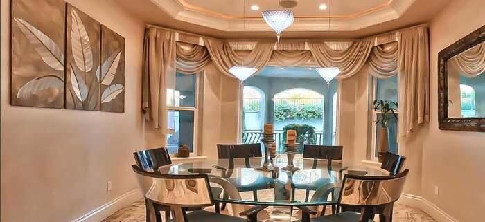 Chandelier, Dining room, Interior, Marble, Pendant Lights, Recessed Lighting, Water