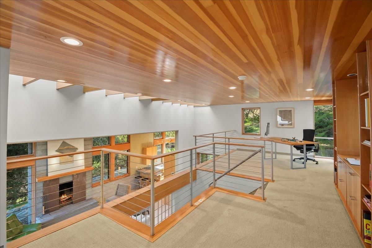 Fireplace, Interior, Recessed Lighting, Wooden Ceilings