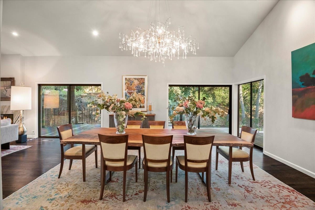 Dining room, Interior, Recessed Lighting, Wood Texture Flooring