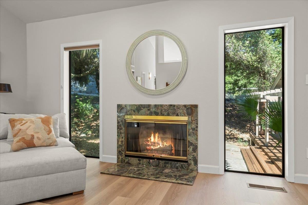 Fireplace, Interior, Wood Texture Flooring