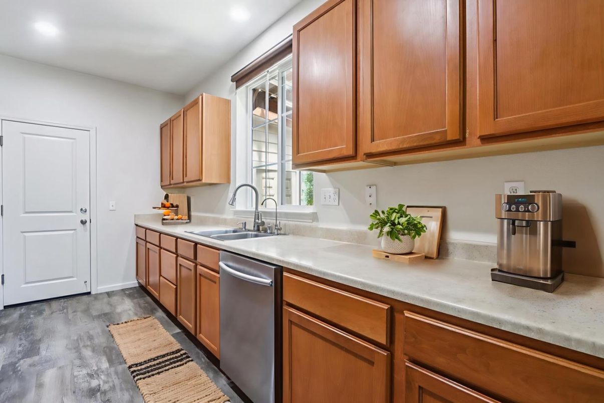 Interior, Kitchen, Recessed Lighting, Wood Texture Flooring