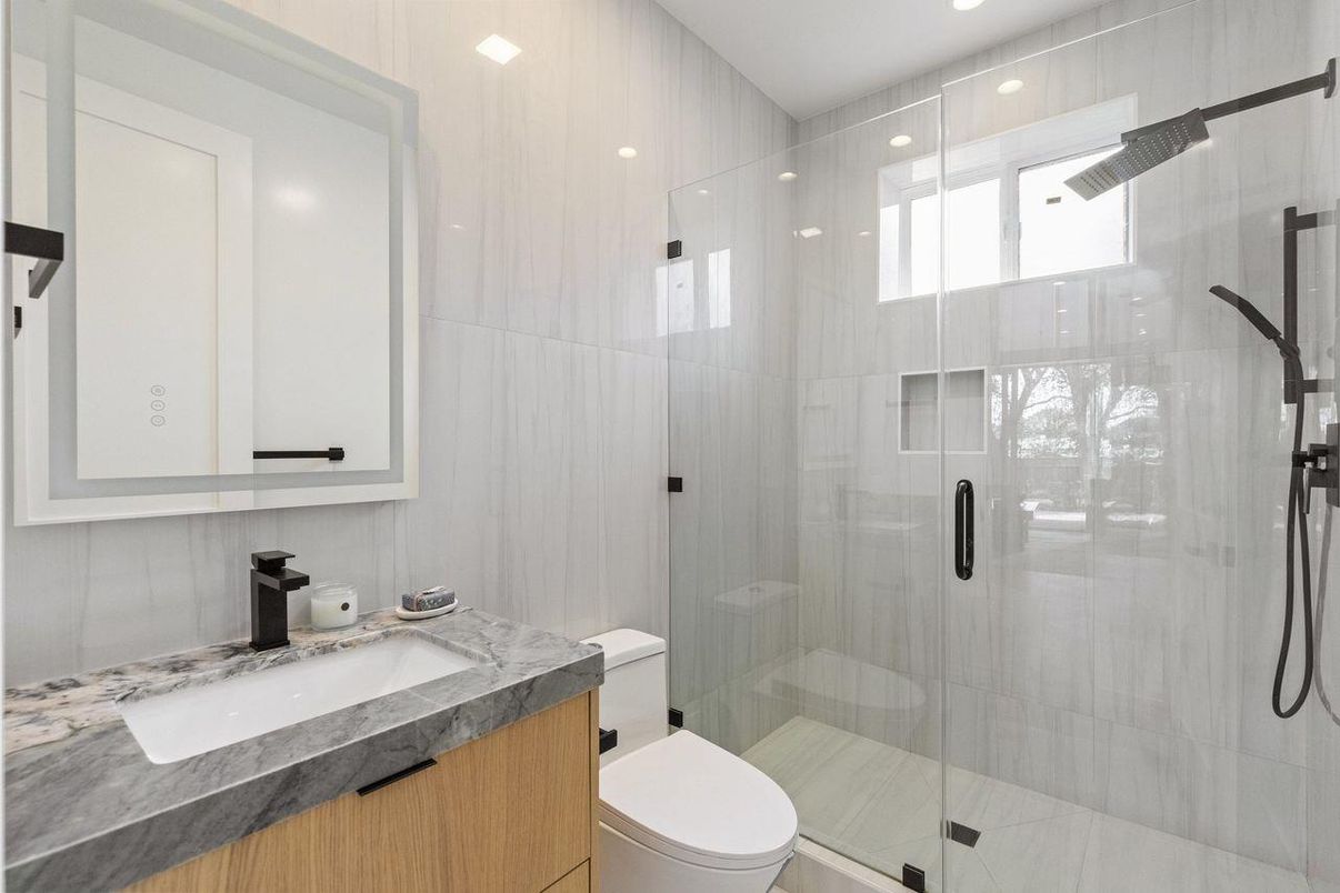 Bathroom, Glass Shower, Interior, Recessed Lighting