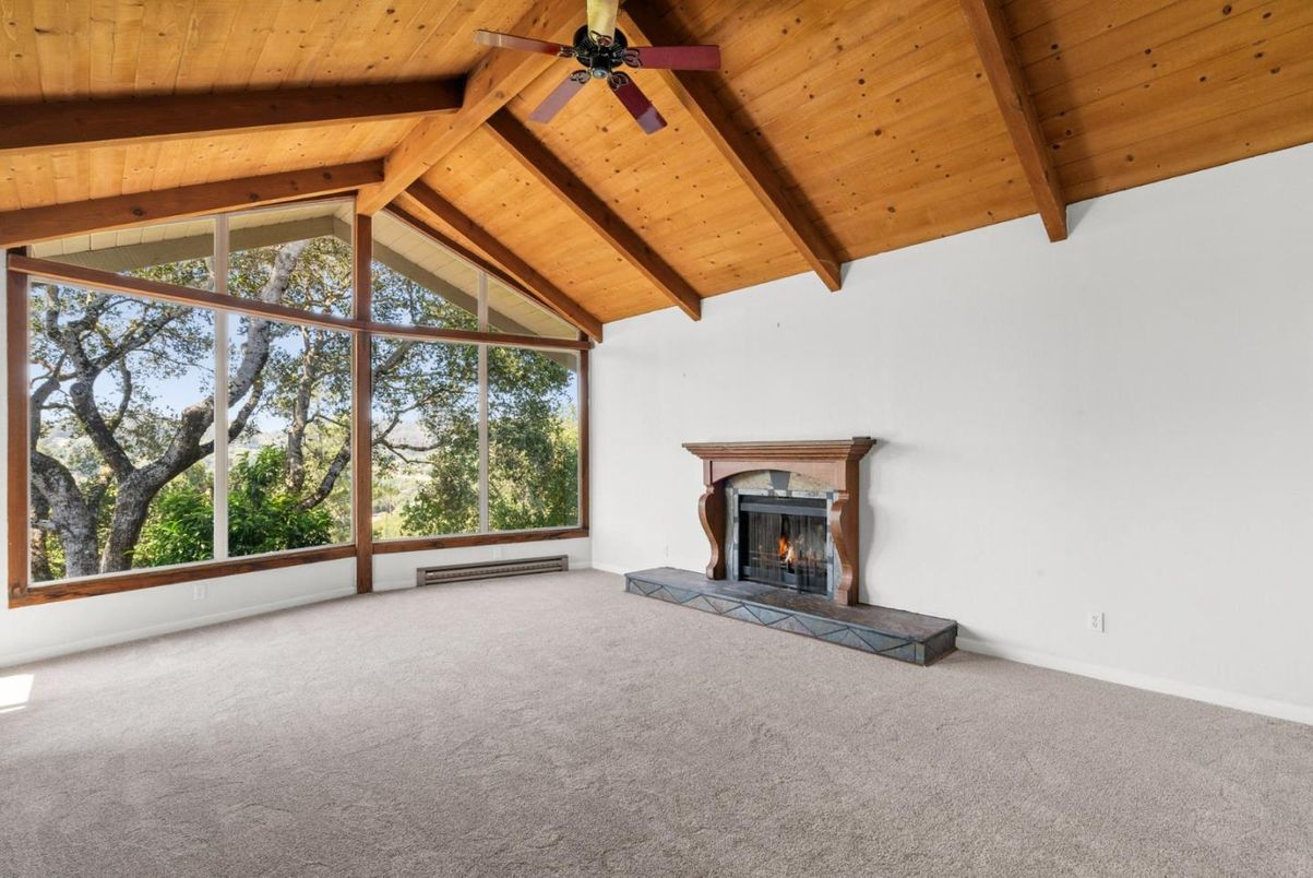 Empty room, Fireplace, Interior, Wooden Beams, Wooden Ceilings