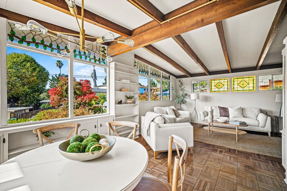 Dining room, Interior, Living room, Wooden Beams, Wood Texture Flooring