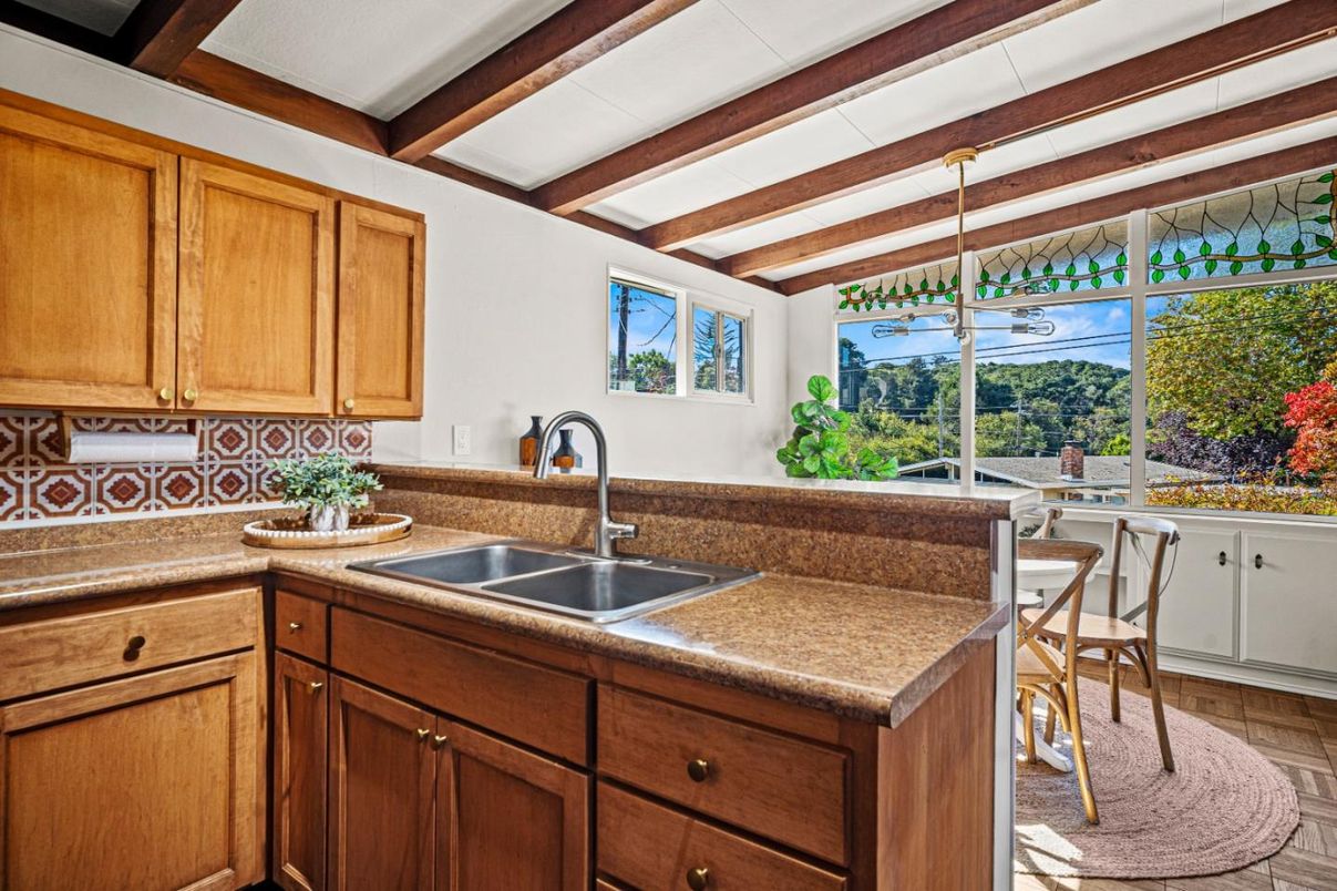 Interior, Kitchen, Wooden Beams, Wood Texture Flooring