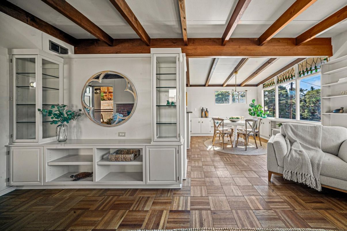 Dining room, Interior, Wooden Beams, Wood Texture Flooring