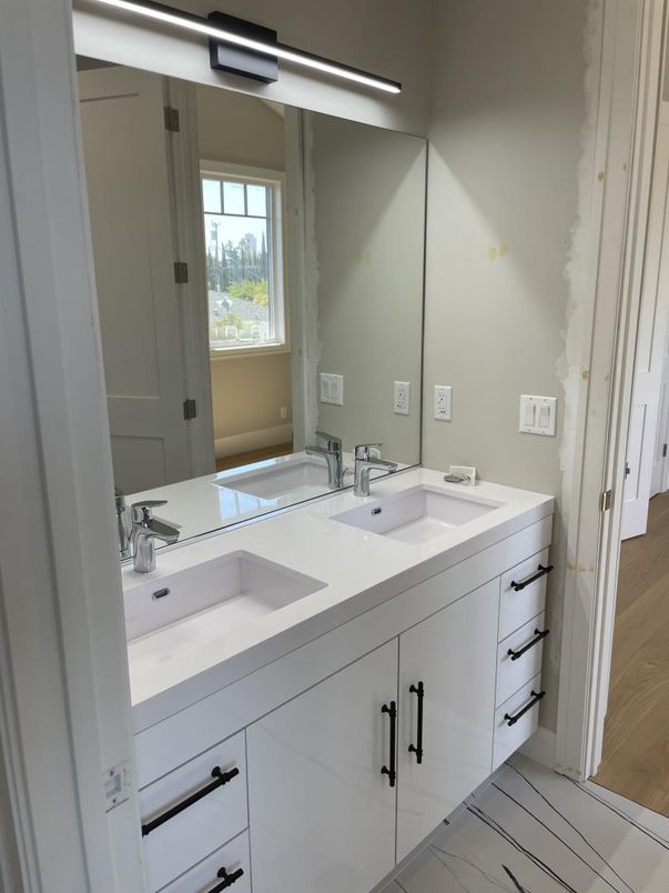Bathroom, Dual Sink Vanities, Interior, Wood Texture Flooring