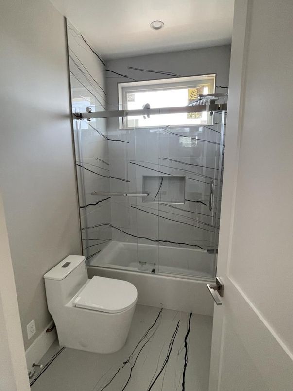 Bathroom, Glass Shower, Interior, Recessed Lighting