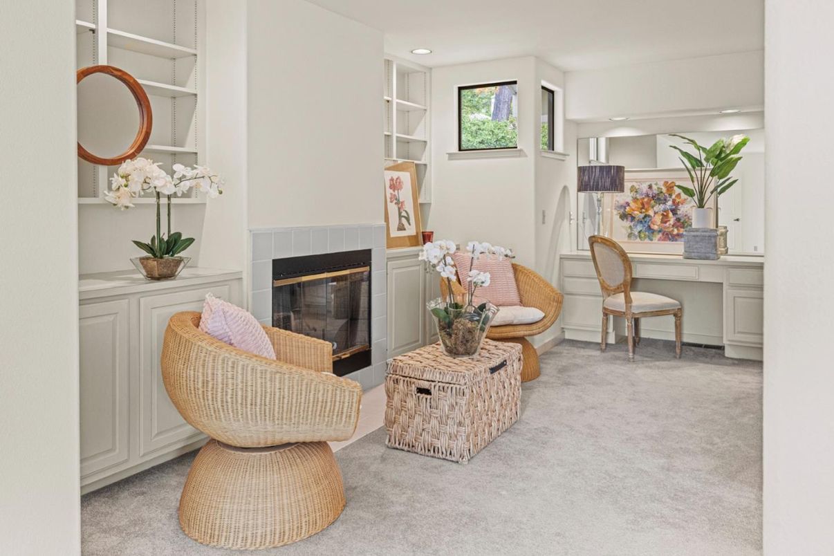 Fireplace, Home Office, Interior, Recessed Lighting