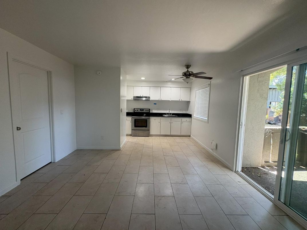Empty room, Interior, Kitchen, Recessed Lighting, Stainless Steel Appliances