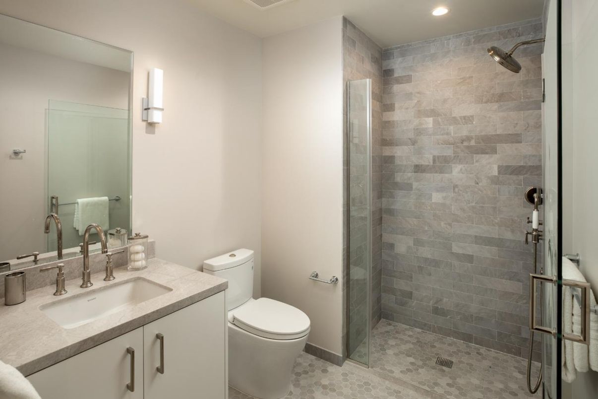 Bathroom, Glass Shower, Interior, Recessed Lighting