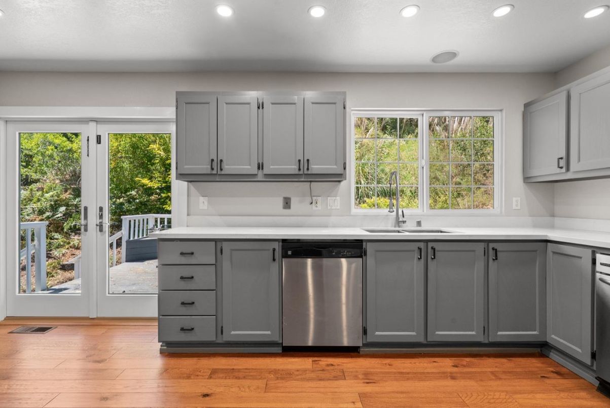 Interior, Kitchen, Recessed Lighting, Wood Texture Flooring