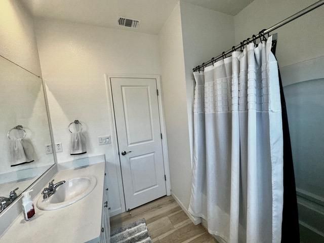 Bathroom, Dual Sink Vanities, Interior, Wood Texture Flooring