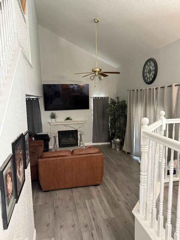 Fireplace, Interior, Living room, Wood Texture Flooring