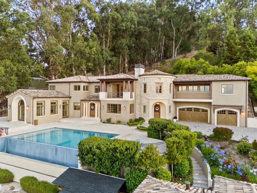 Attached, Exterior, Facade, Pool, Mediterranean