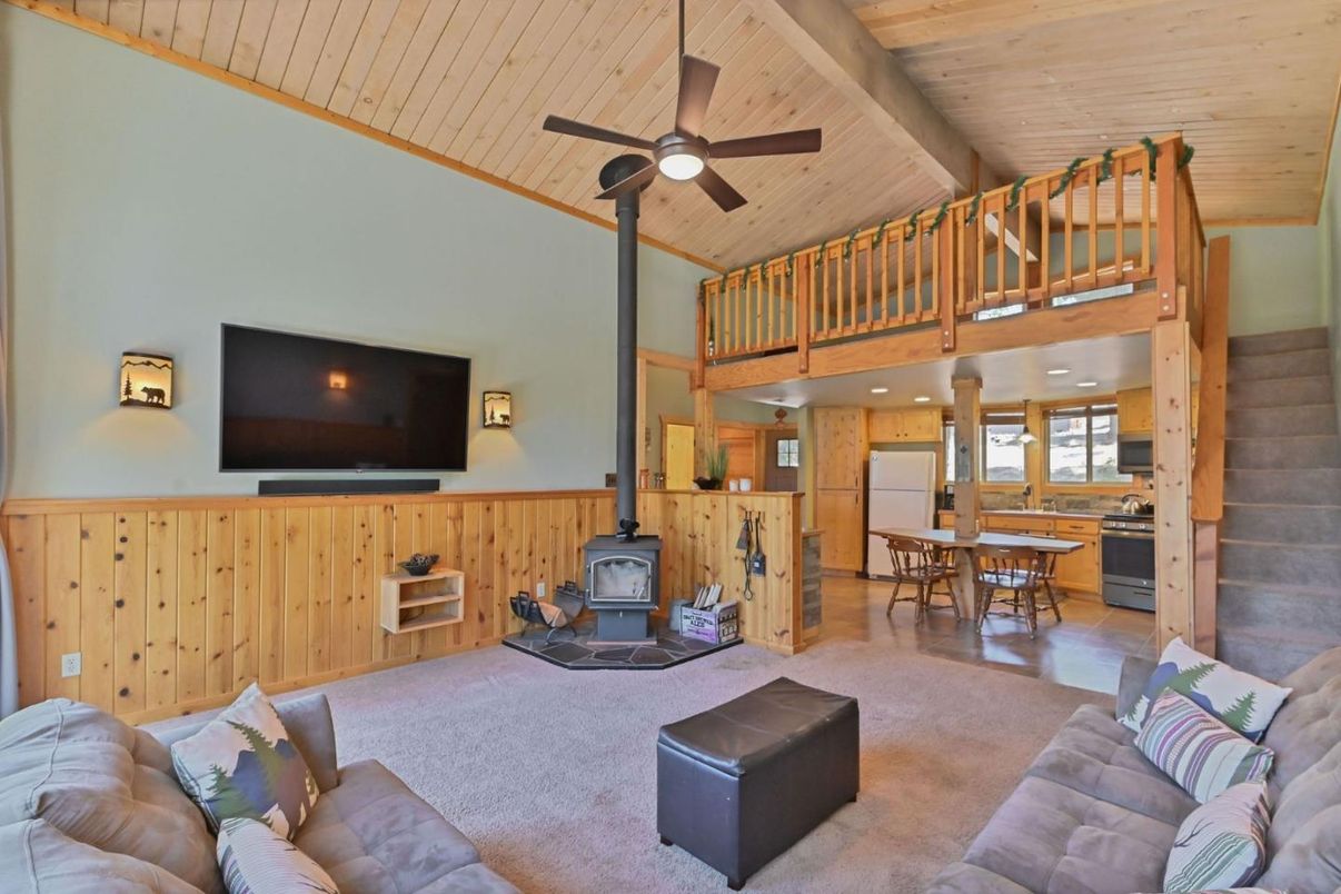 Dining room, Fireplace, Interior, Kitchen, Living room, Wooden Beams, Wooden Ceilings, Wooden Walls