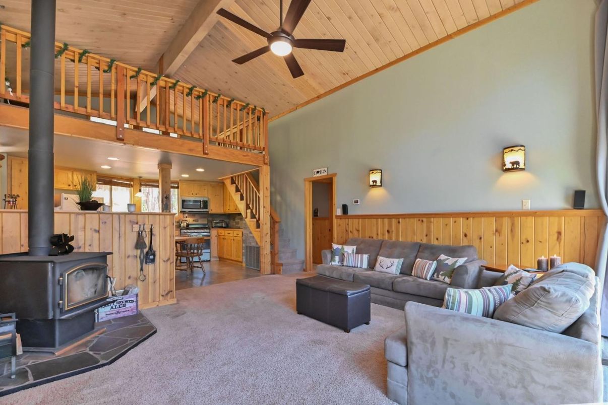 Fireplace, Interior, Kitchen, Living room, Recessed Lighting, Wooden Beams, Wooden Ceilings