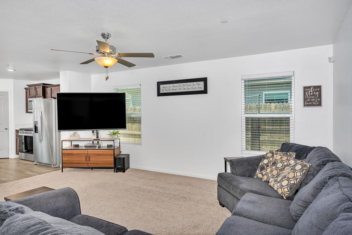 Interior, Kitchen, Living room, Recessed Lighting, Wood Texture Flooring