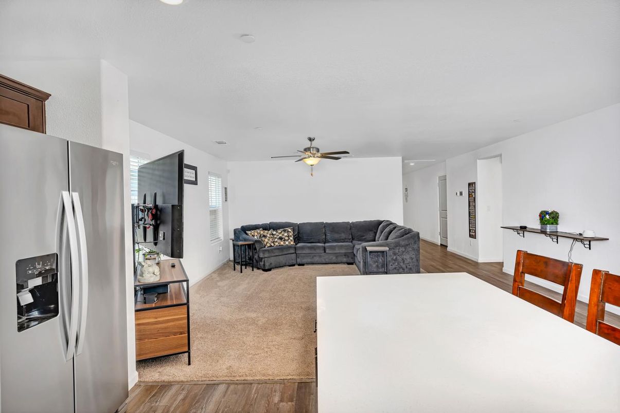 Interior, Kitchen, Living room, Recessed Lighting, Wood Texture Flooring