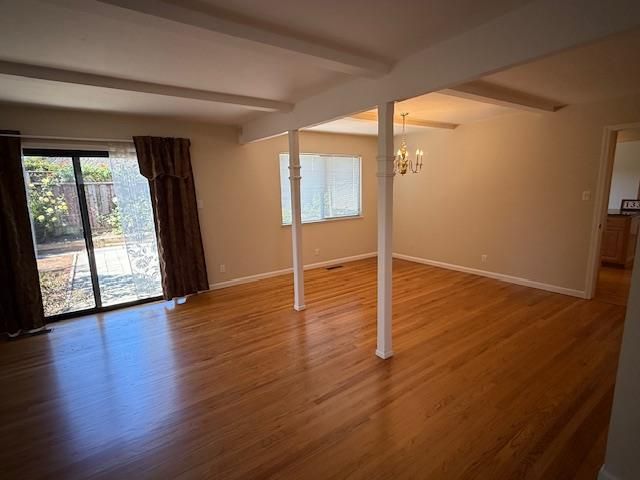 Chandelier, Empty room, Interior, Wood Texture Flooring