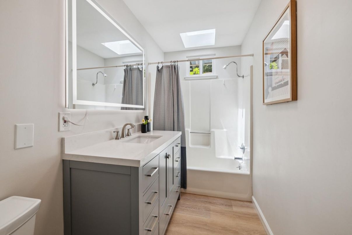 Bathroom, Dual Sink Vanities, Interior, Wood Texture Flooring