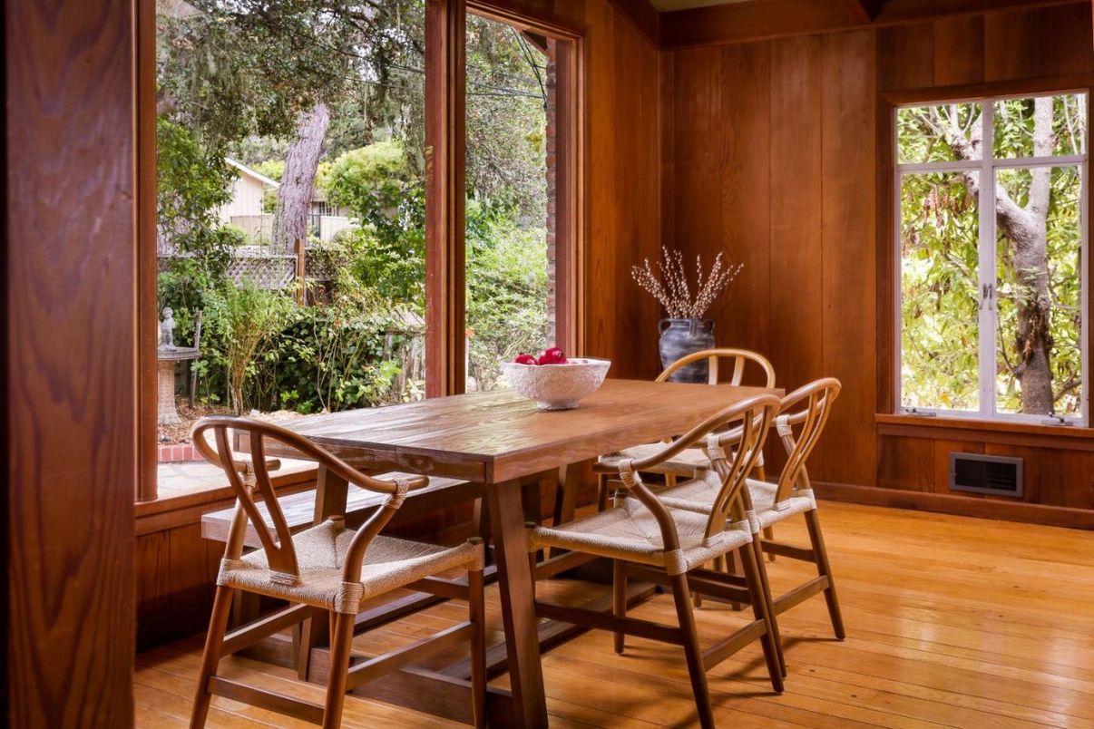 Dining room, Interior, Wood Texture Flooring, Wooden Walls