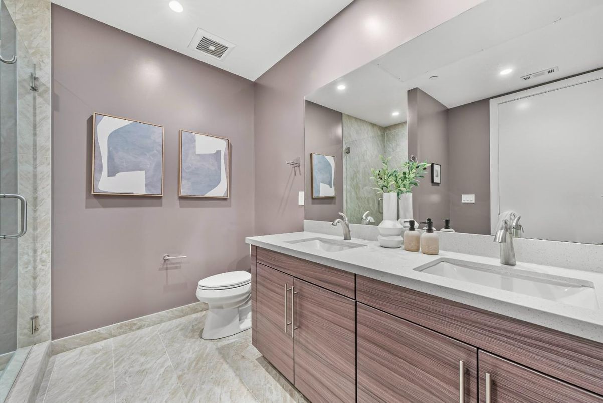 Bathroom, Dual Sink Vanities, Glass Shower, Interior, Recessed Lighting