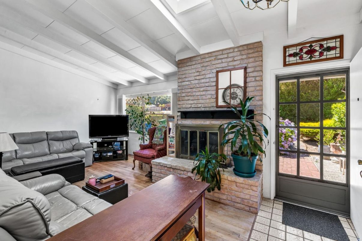 Fireplace, Interior, Living room, Stone Walls, Wood Texture Flooring