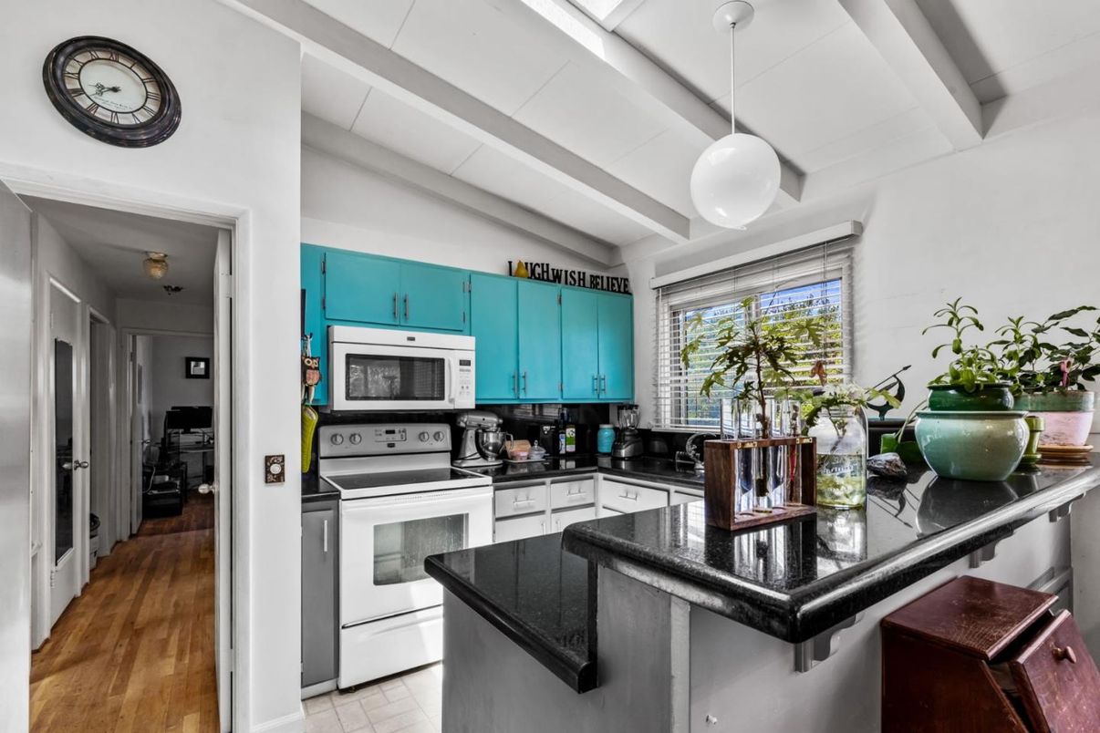 Interior, Kitchen, Pendant Lights, Stainless Steel Appliances, Wood Texture Flooring