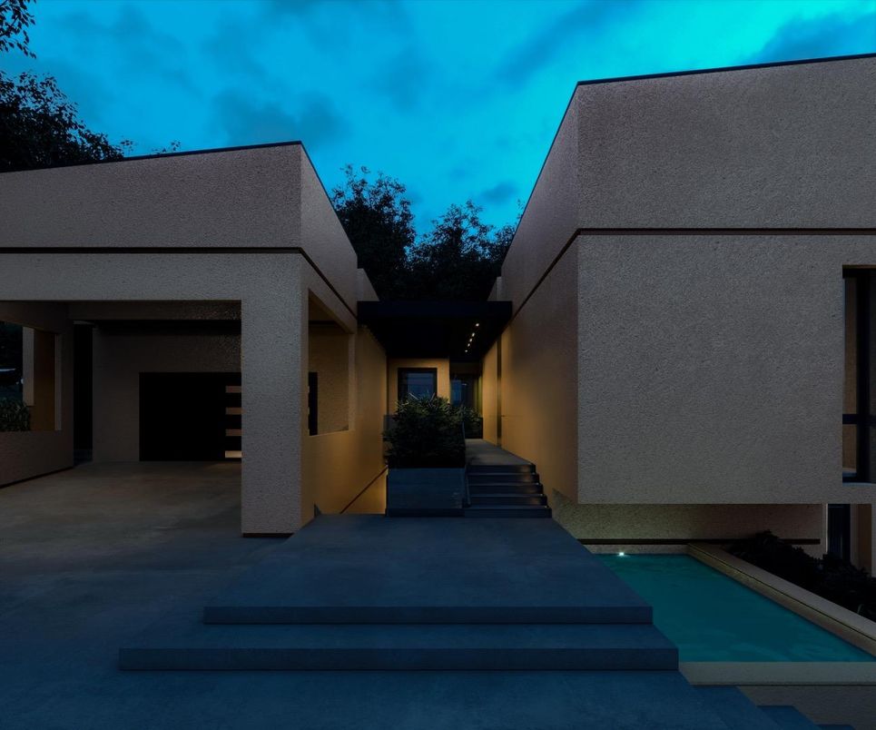 Attached, Exterior, Facade, Modern